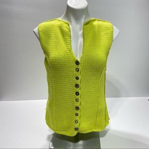 Pure Brand Handknit Crochet Sweater Tank Decorative Button Front S/M